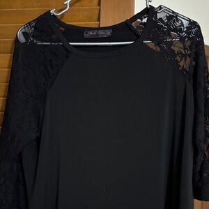 Sheila Rose Black Lace Sleeve Blouse